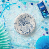 Romantisch Chique Antiek Stoffig Blauw Rozen Papieren Kommen (Feest)