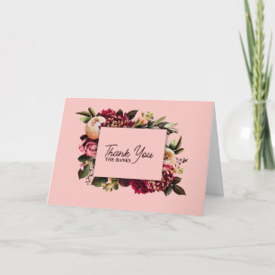 Romantisch Chrysanthemum op Ragfijn Roze Bedankkaart