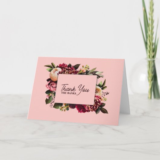 Romantisch Chrysanthemum op Ragfijn Roze Bedankkaart (Voorkant)