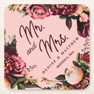Romantisch Chrysanthemum op Ragfijn Roze Kartonnen Onderzetters
