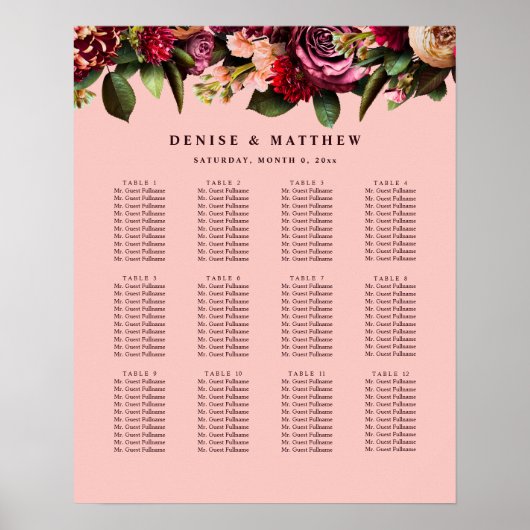 Romantisch Chrysanthemum op Ragfijn Roze Poster (Voorkant)