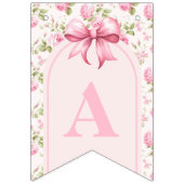 Romantisch Coquette Roos en Roze Bows Verjaardag Vlaggetjes (Derde vlag)