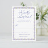 Romantisch Cottage Blauwe Bloemenframe Bruiloft RSVP Kaartje (Staand voorkant)