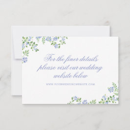 Romantisch Cottage Blauwe Bloemenframe Bruiloft RSVP Kaartje
