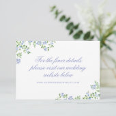 Romantisch Cottage Blauwe Bloemenframe Bruiloft RSVP Kaartje (Staand voorkant)
