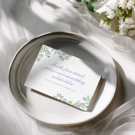 Romantisch Cottage Blauwe Bloemenframe Bruiloft RSVP Kaartje