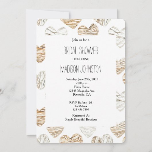 Romantisch Cream White Hearts Vrijgezellenfeest Kaart (Voorkant)