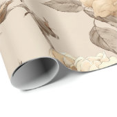 Romantisch Crème Roos Beige Bloemmotief Cadeaupapier (Rol Hoek)