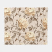 Romantisch Crème Roos Beige Bloemmotief Fleece Deken (Voorkant (Horizontaal))