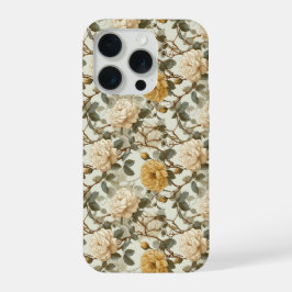 Romantisch Crème Roos Beige Bloemmotief iPhone 15 Pro Case
