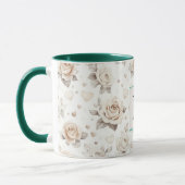 Romantisch Crème Roos Bloemend Monogram Mok (Links)