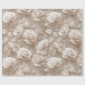 Romantisch Crème Roze Beige Bloemmotief Cadeaupapier (Vlak)