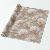 Romantisch Crème Roze Beige Bloemmotief Cadeaupapier (Uitgerold)