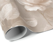 Romantisch Crème Roze Beige Bloemmotief Cadeaupapier (Rol Hoek)
