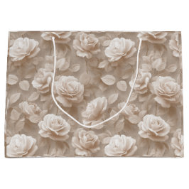 Romantisch crèmekleurig roos beige bloemmotief groot cadeauzakje