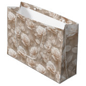 Romantisch crèmekleurig roos beige bloemmotief groot cadeauzakje (Voorkant Gekanteld)