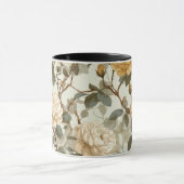 Romantisch crèmekleurig roos beige bloemmotief mok (Midden)