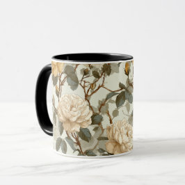Romantisch crèmekleurig roos beige bloemmotief mok