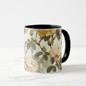 Romantisch crèmekleurig roos beige bloemmotief mok (Voorkant rechts)