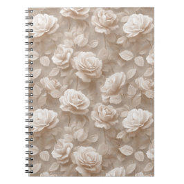 Romantisch crèmekleurig roos beige bloemmotief notitieboek