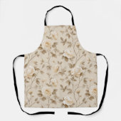 Romantisch crèmekleurig roos beige bloemmotief schort (Voorkant)