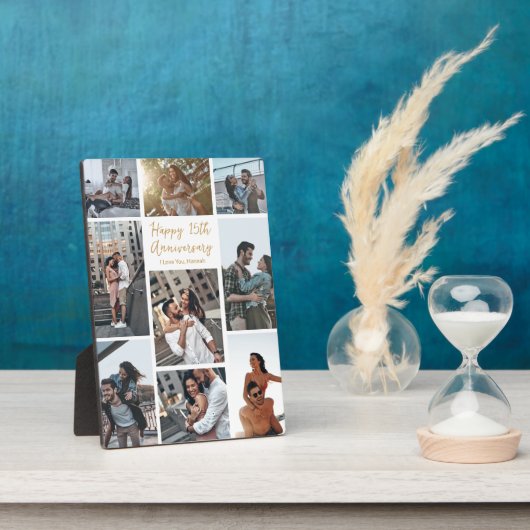Romantisch Custom Jubileum Modern Collage Foto Fotoplaat (Zijkant)