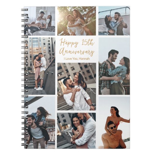 Romantisch Custom Jubileum Modern Collage Foto Notitieboek (Voorkant)