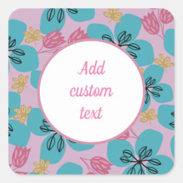 romantisch cute bloemrijk roze modern vierkante sticker