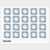 romantisch cute bloemrijk roze modern vierkante sticker (Vel)