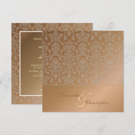 + Romantisch Damask Huwelijksuitnodigingen Kaart (Voorkant / Achterkant)