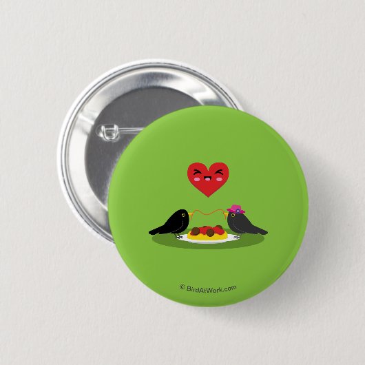 Romantisch Date met Spaghetti met Balletjes Ronde Button 5,7 Cm (Voorkant /achterkant)