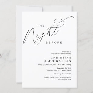 Romantisch de avond voor bruiloft repetitie diner kaart