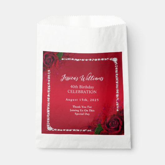 Romantisch Decoratief Rozen Verjaardagsfeest Bedankzakje (Voorkant)