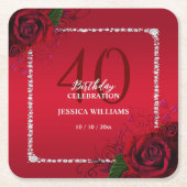 Romantisch Decoratief Rozen Verjaardagsfeest Kartonnen Onderzetters (Voorkant)