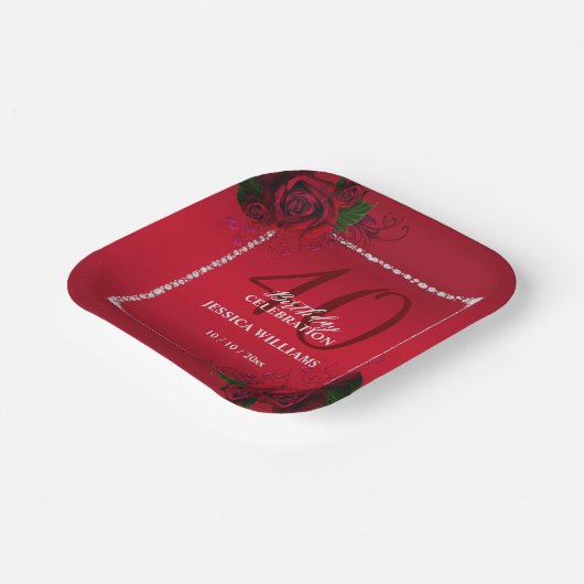 Romantisch Decoratief Rozen Verjaardagsfeest Papieren Bordje (Gebogen)