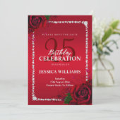 Romantisch Decoratief Rozen Verjaardagsfeest Save The Date (Staand voorkant)