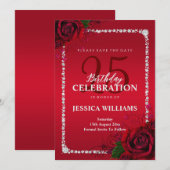 Romantisch Decoratief Rozen Verjaardagsfeest Save The Date (Voorkant / Achterkant)