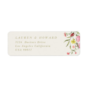 romantisch delicate bloemrijke lente retouradres etiket