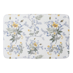 romantisch delicate wilde bloem motief Geel blauw Badmat