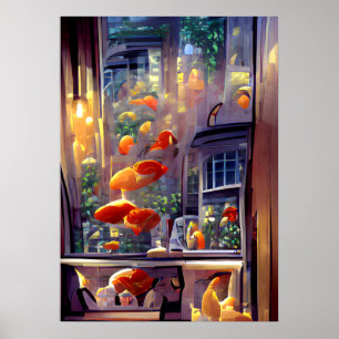 Romantisch diner bries, digitaal schilderij poster