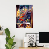 Romantisch diner bries, digitaal schilderij poster (Thuiskantoor)