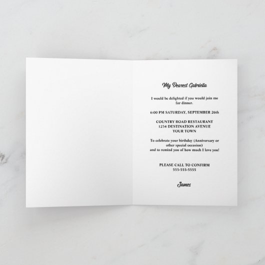 Romantisch diner voor twee uitnodiging (Binnen)