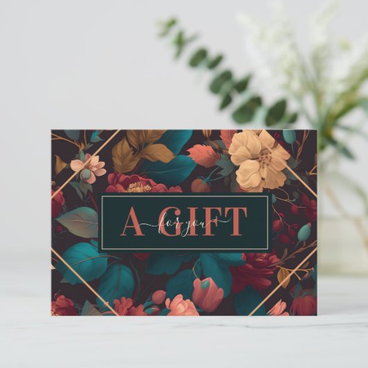 Romantisch Donker Bloemen Zakelijk Cadeaubon (Staand voorkant)