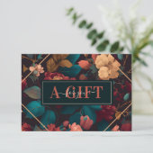Romantisch donker bloemstuk zakelijke cadeaubon (Staand voorkant)