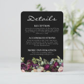 Romantisch Donker Dramatisch Bloemen Zwart Bruilof Informatiekaartje (Staand voorkant)