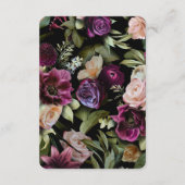Romantisch Donker Dramatisch Bloemen Zwart Bruilof Informatiekaartje (Achterkant)