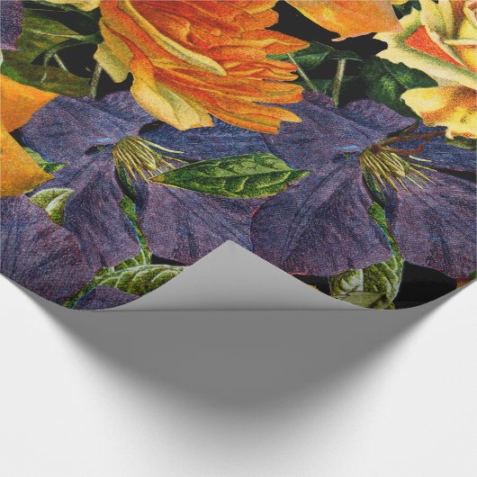 Romantisch donker roos bloempatroon cadeaupapier (Hoek)