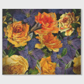 Romantisch donker roos bloempatroon cadeaupapier (Vlak)