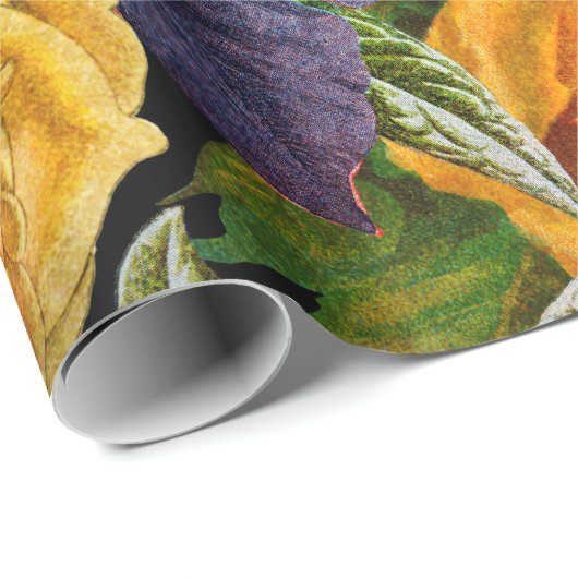 Romantisch donker roos bloempatroon cadeaupapier (Rol Hoek)