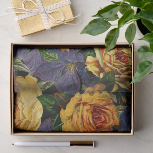 Romantisch donker roos bloempatroon tissuepapier (Geschenk)